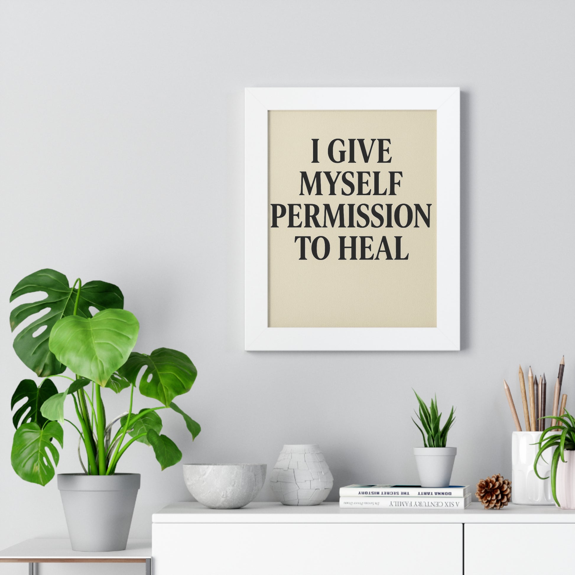 Framed Poster — "I Give Myself Permission to Heal" Inspirational Wall Art - HealthandlifestylewChiny
