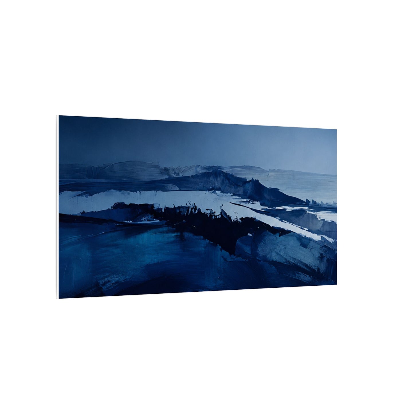 Blue Abstract Coastal Landscape Matte Canvas Print