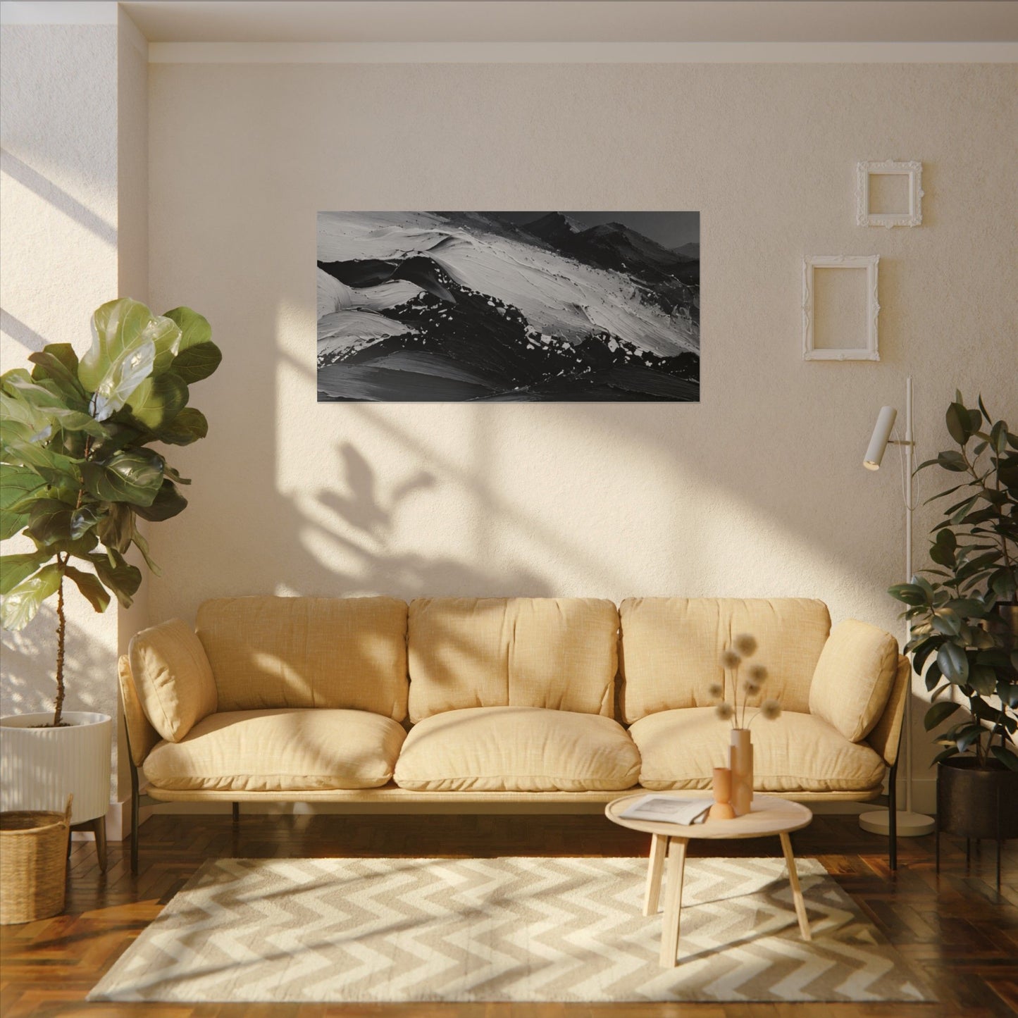 Monochrome Mountain Abstract Matte Canvas