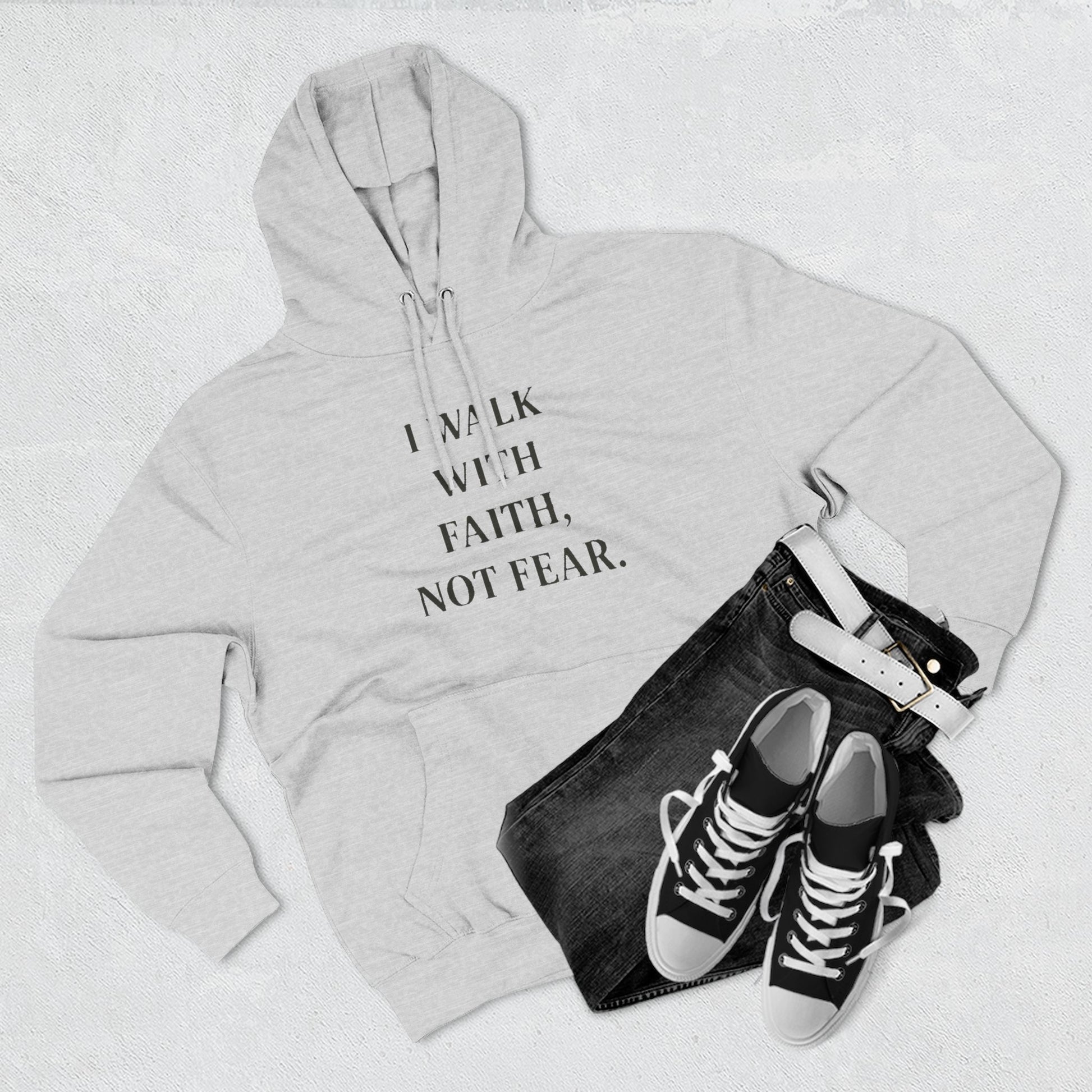 Faith Over Fear Hoodie — "I Walk With Faith, Not Fear" Inspirational Pullover - HealthandlifestylewChiny