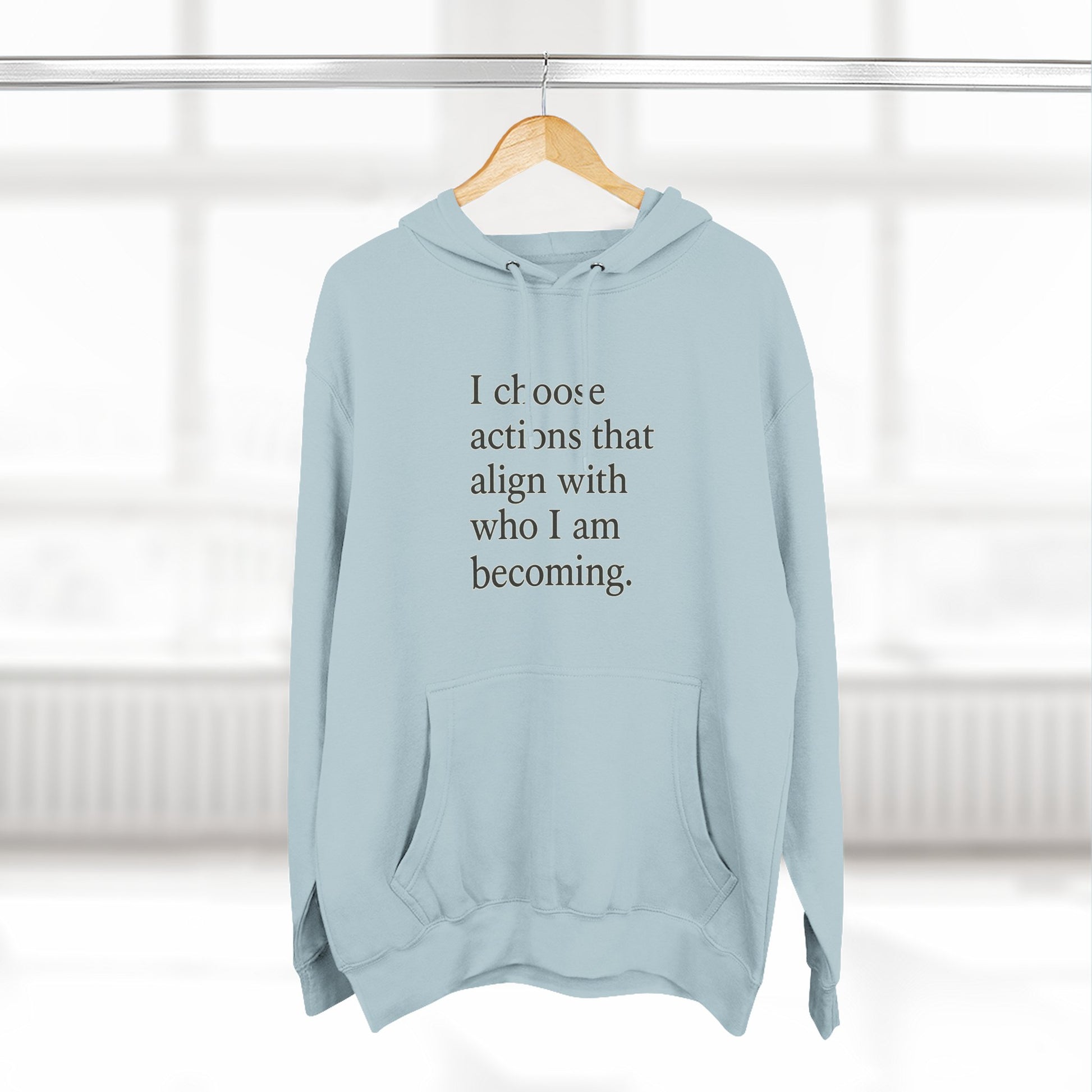 Hoodie — "I choose actions that align with who I am becoming." Inspirational Fleece Hoodie - HealthandlifestylewChiny