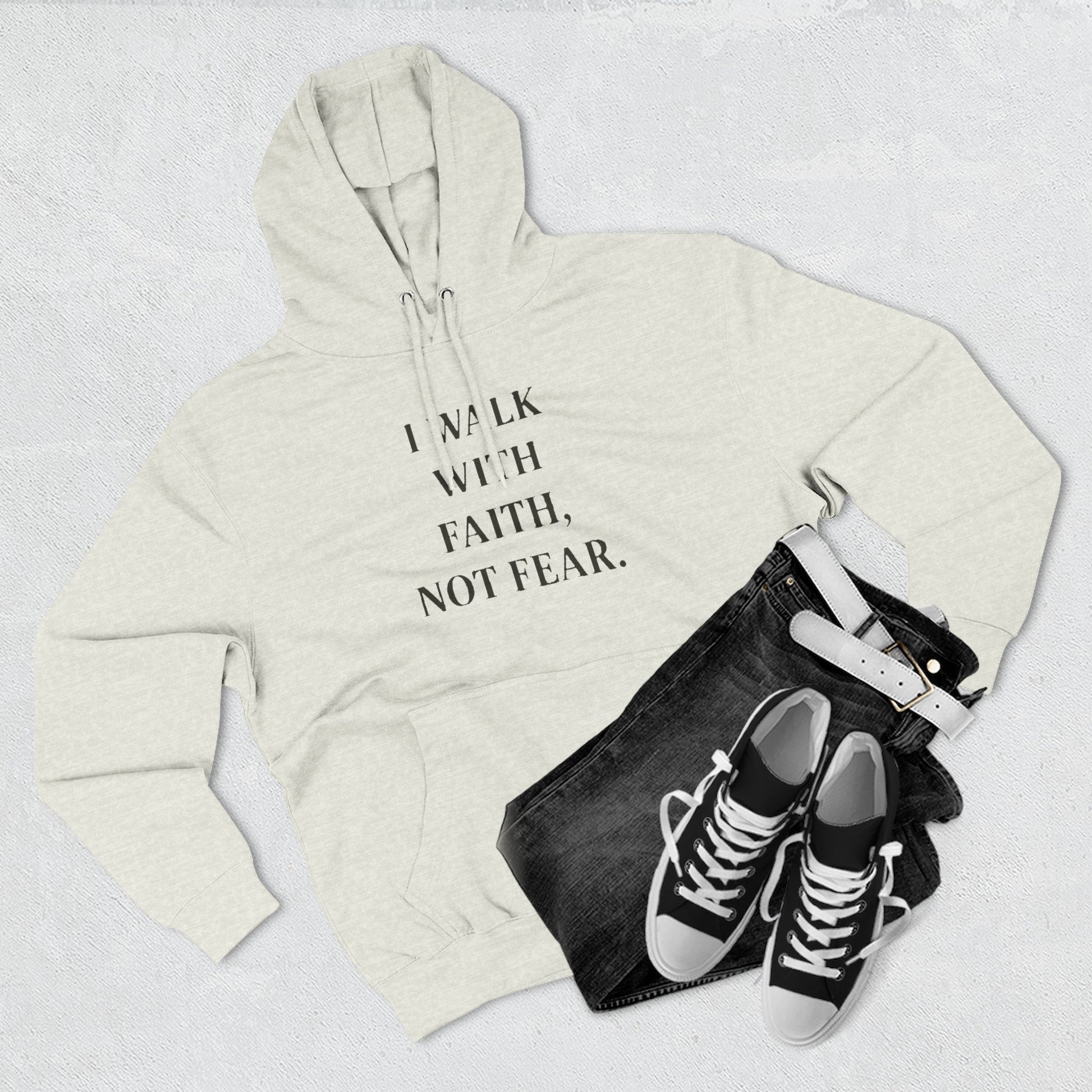 Faith Over Fear Hoodie — "I Walk With Faith, Not Fear" Inspirational Pullover - HealthandlifestylewChiny