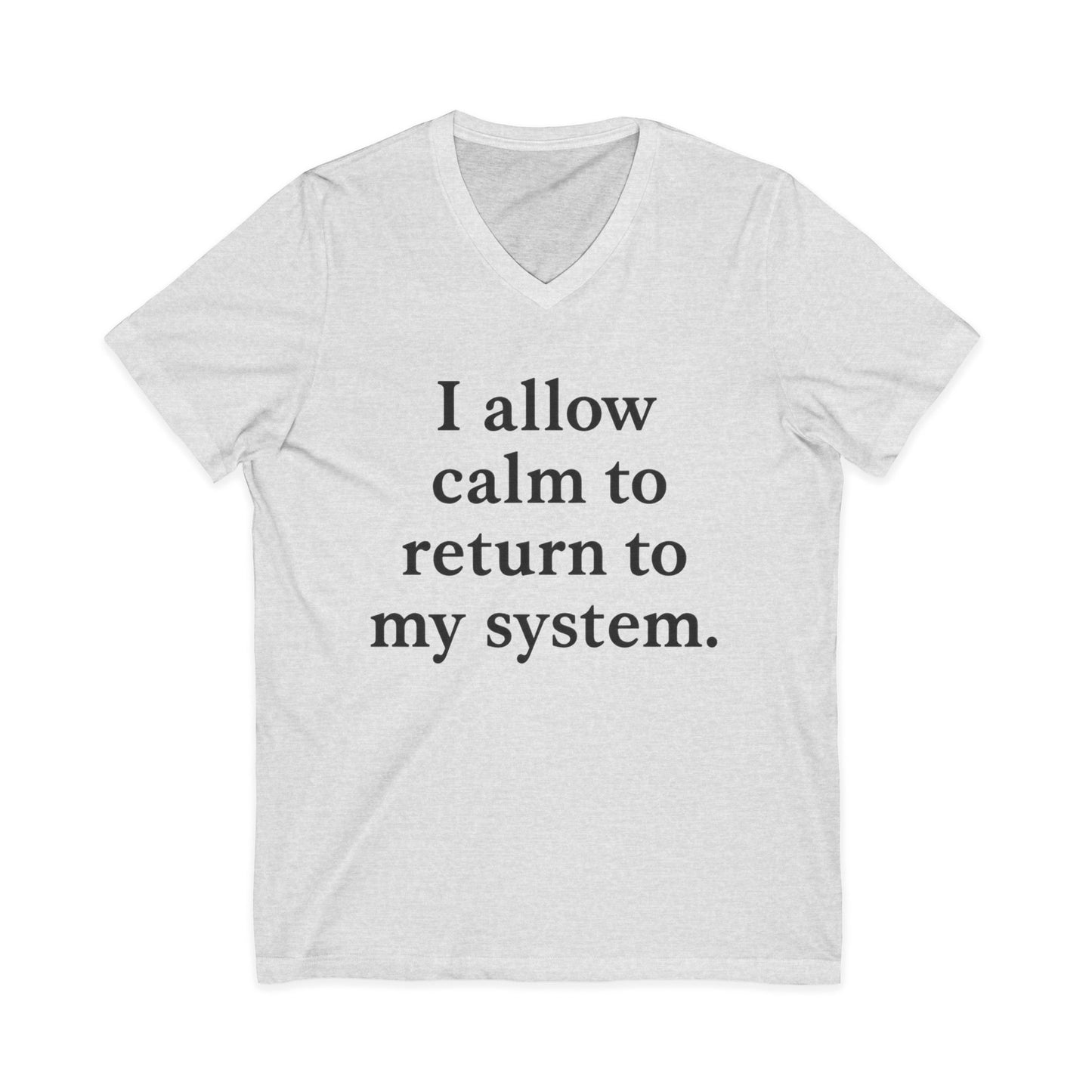Calm Restoring V-Neck Tee — "I allow calm to return to my system." Mindful Affirmation Shirt - HealthandlifestylewChiny