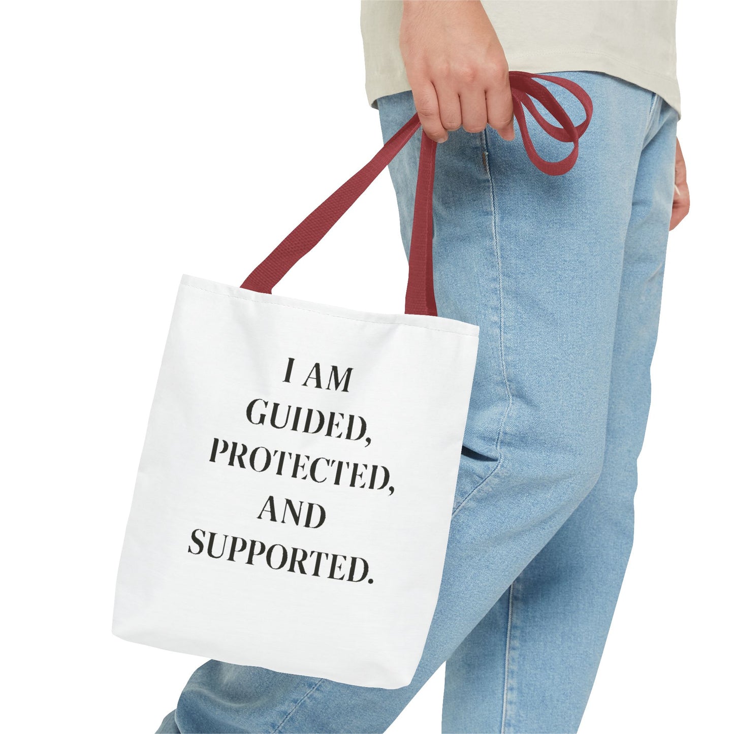 Affirmation Tote Bag - "I Am Guided, Protected, and Supported" Inspirational Canvas Tote - HealthandlifestylewChiny