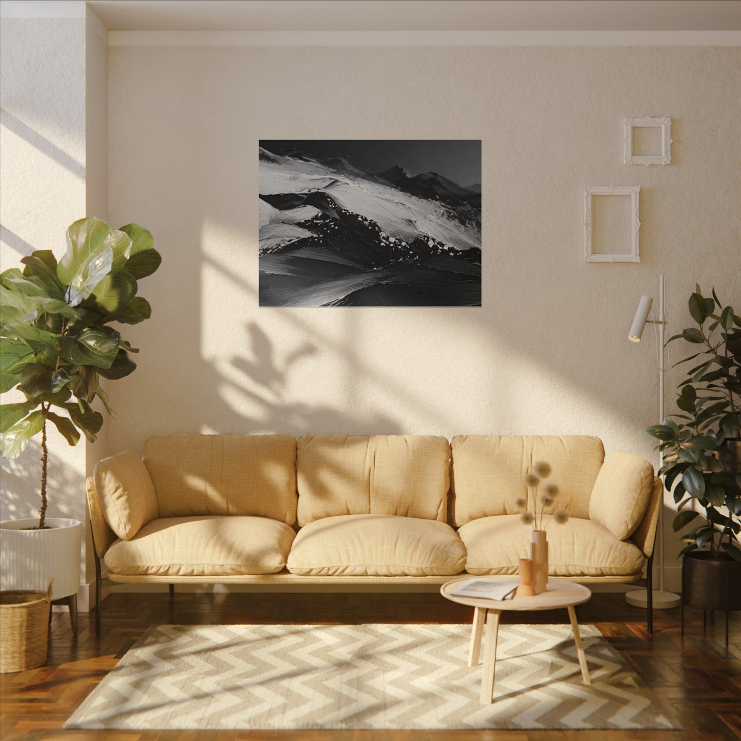 Monochrome Mountain Abstract Matte Canvas