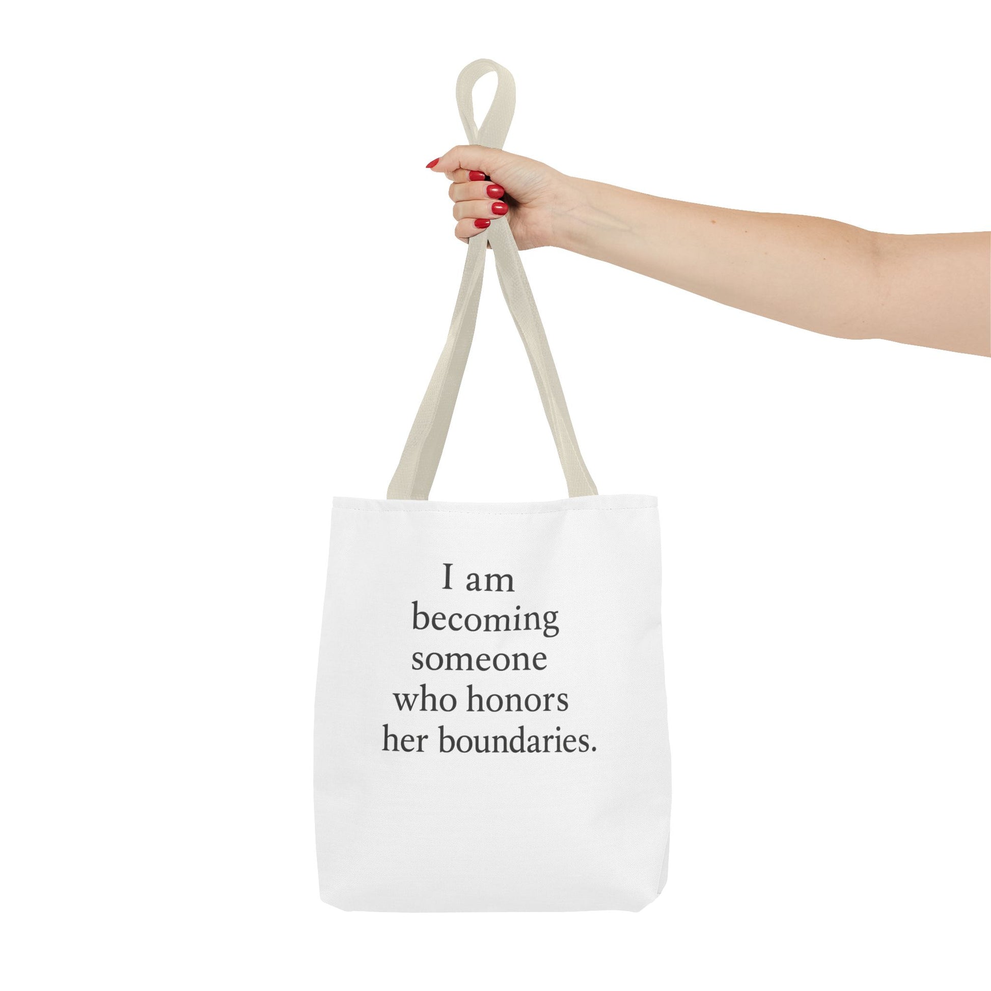Tote Bag — "I am becoming someone who honors her boundaries." Inspirational Quote Tote - HealthandlifestylewChiny