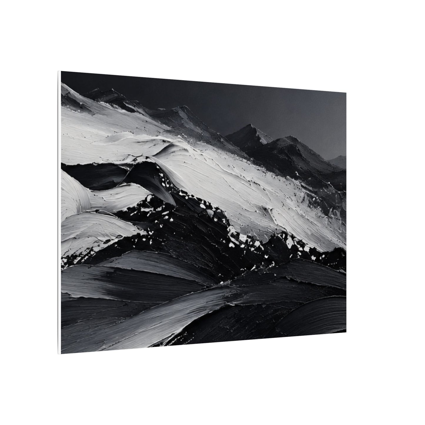 Monochrome Mountain Abstract Matte Canvas