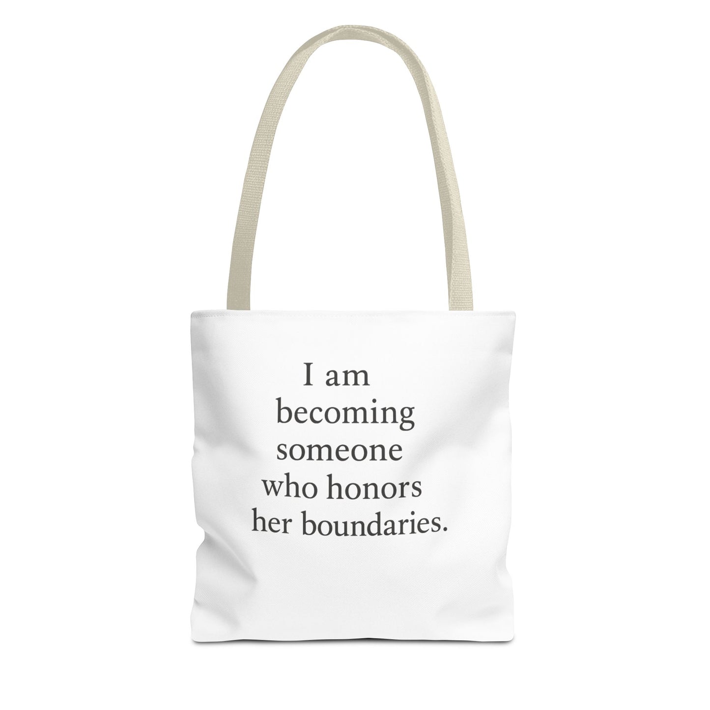 Tote Bag — "I am becoming someone who honors her boundaries." Inspirational Quote Tote - HealthandlifestylewChiny