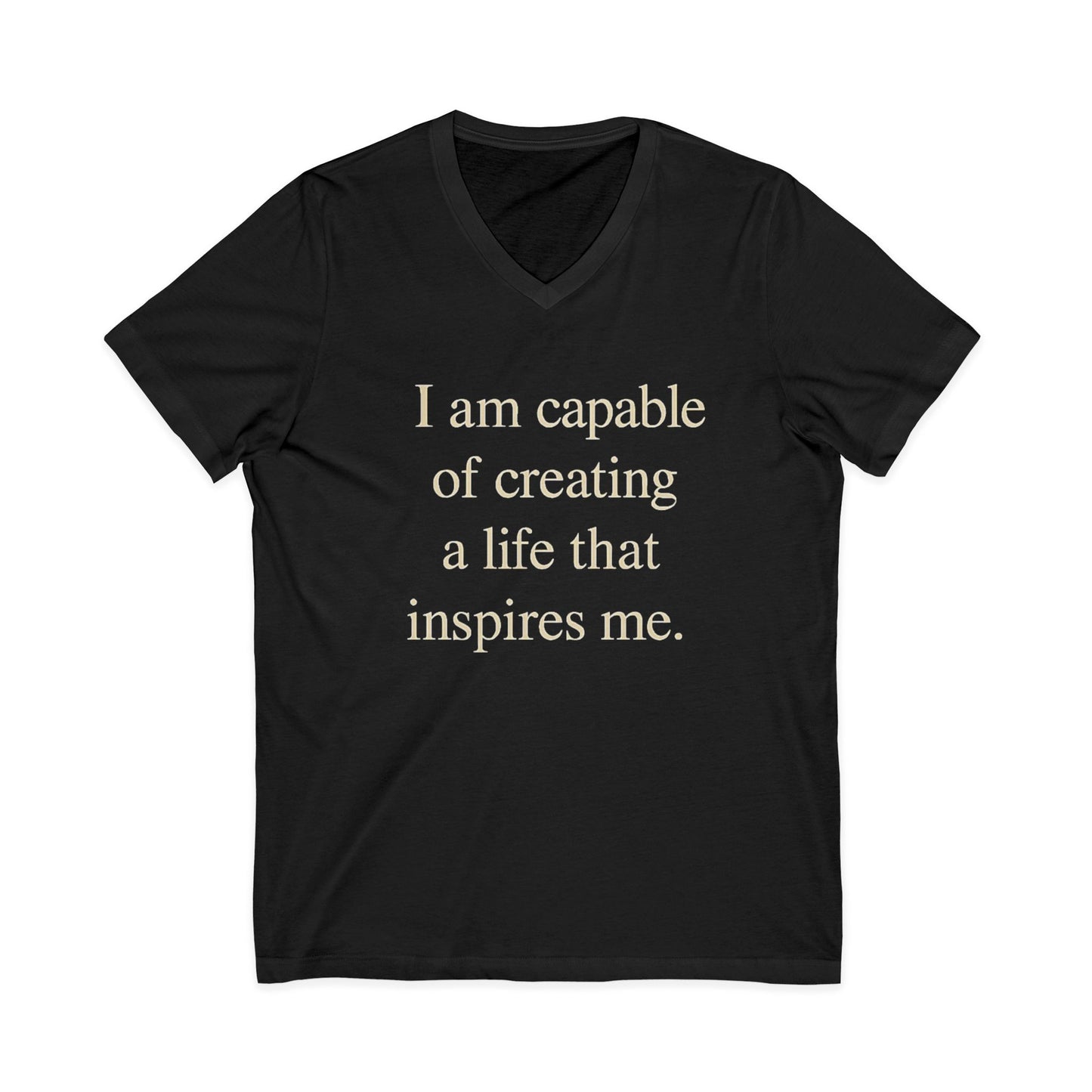 Inspirational V‑Neck Tee — “I am capable of creating a life that inspires me.” - HealthandlifestylewChiny
