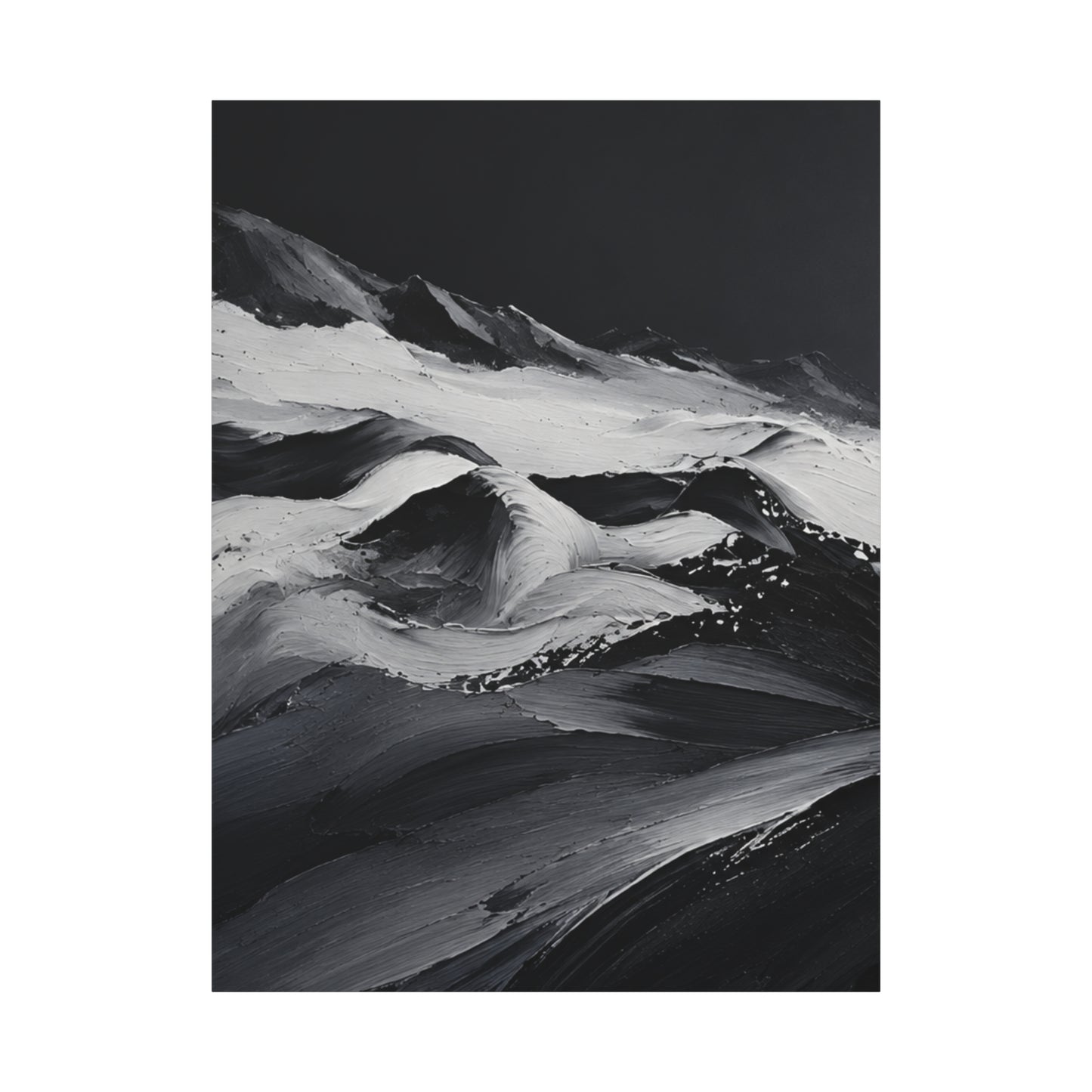 Monochrome Wave Abstract Canvas — Matte Stretched Wall Art - HealthandlifestylewChiny