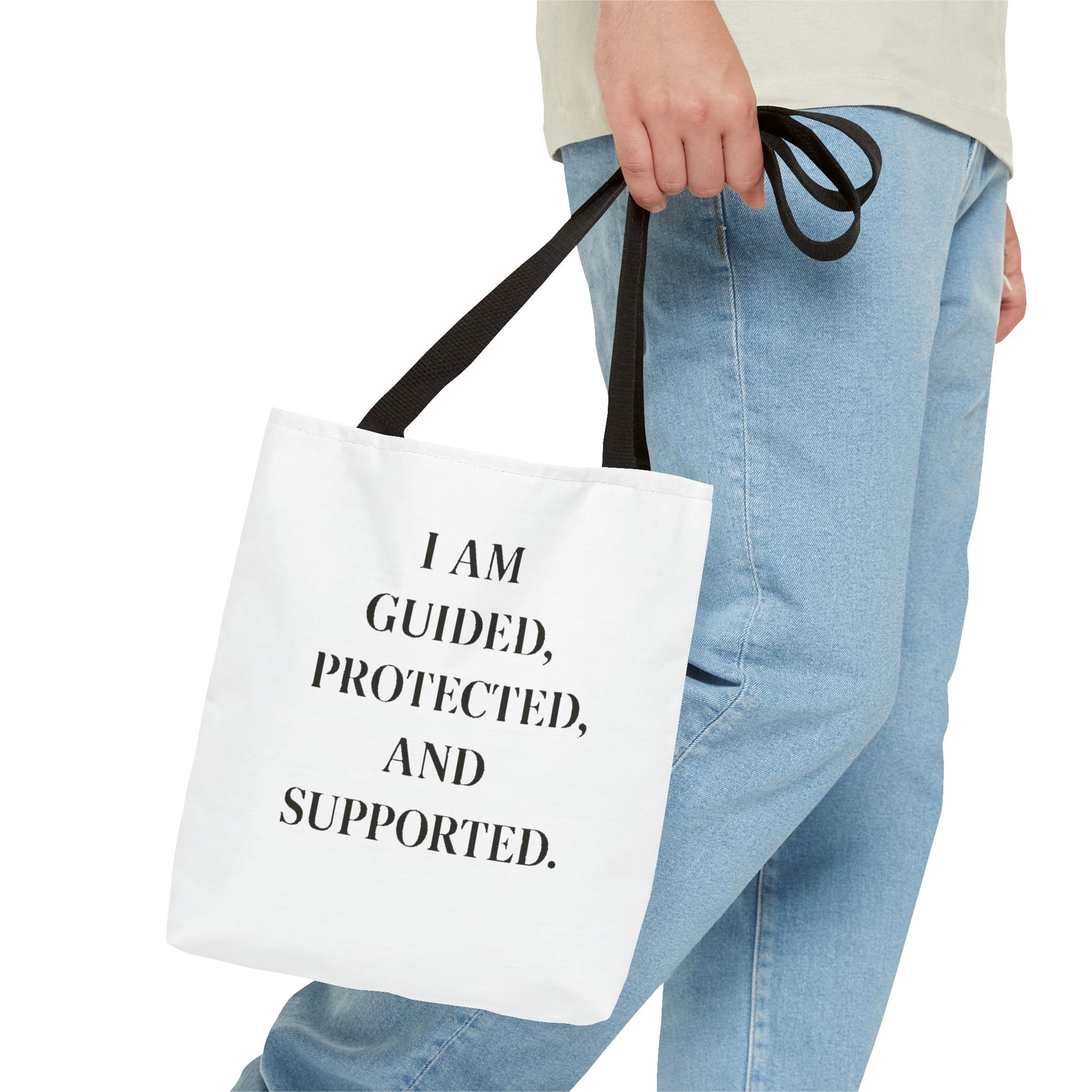 Affirmation Tote Bag - "I Am Guided, Protected, and Supported" Inspirational Canvas Tote - HealthandlifestylewChiny