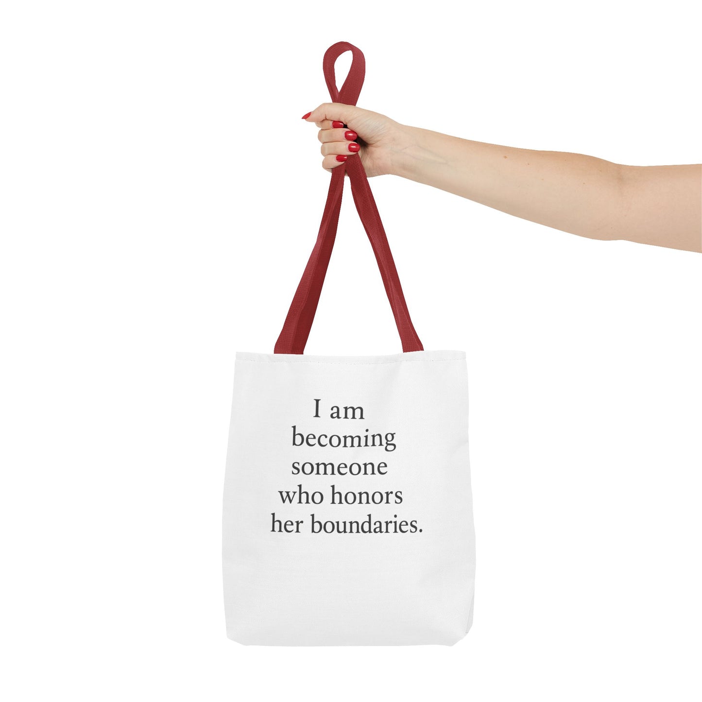 Tote Bag — "I am becoming someone who honors her boundaries." Inspirational Quote Tote - HealthandlifestylewChiny