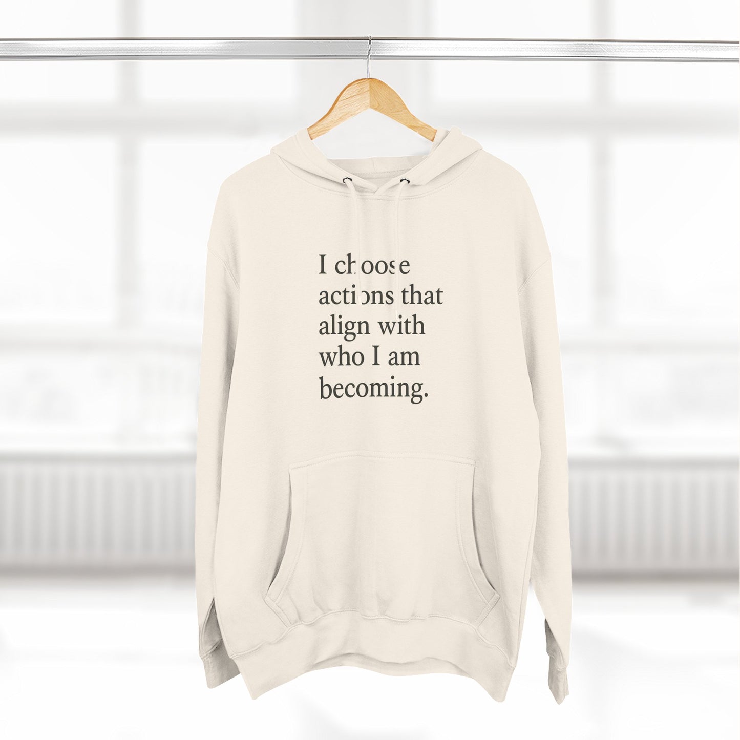 Hoodie — "I choose actions that align with who I am becoming." Inspirational Fleece Hoodie - HealthandlifestylewChiny