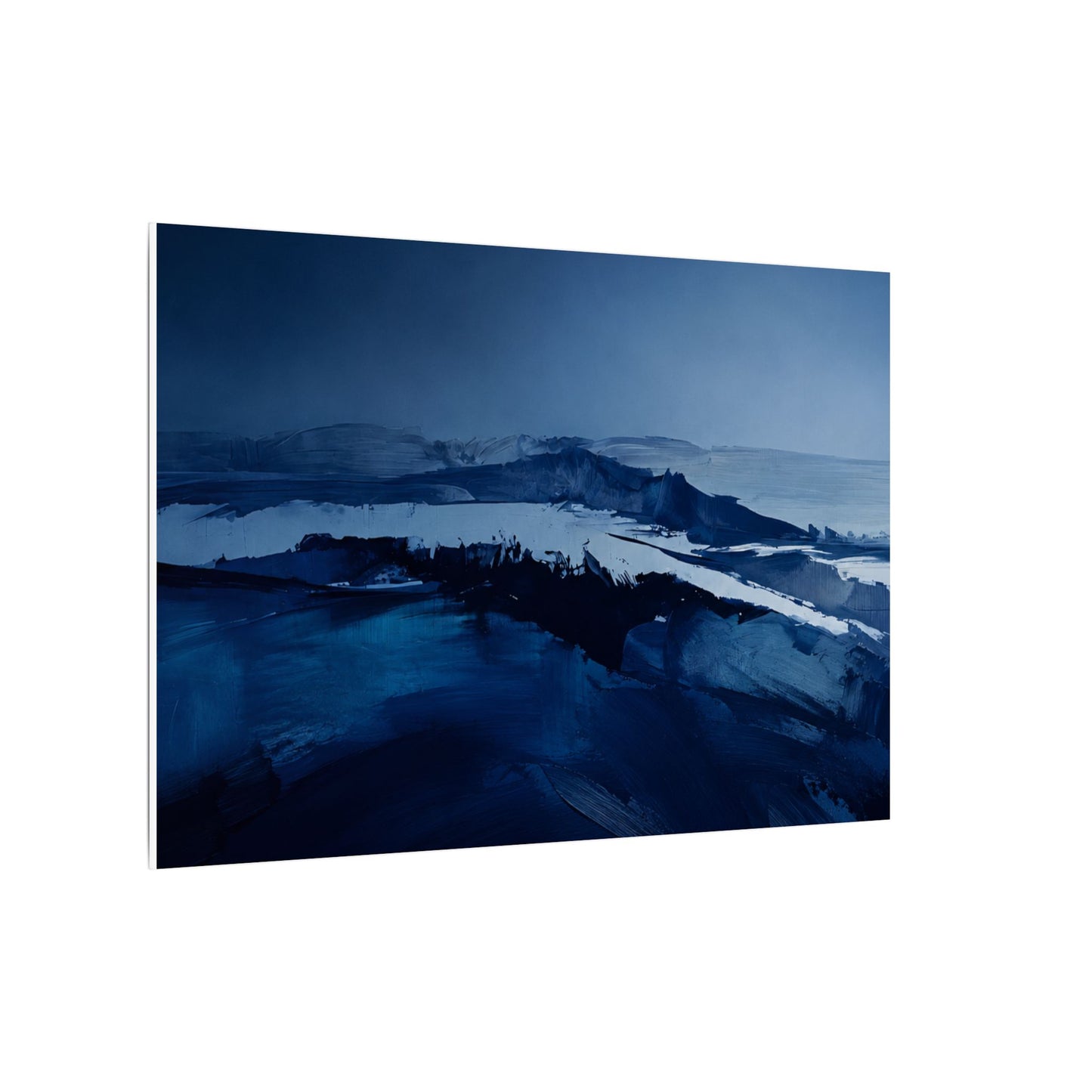 Blue Abstract Coastal Landscape Matte Canvas Print