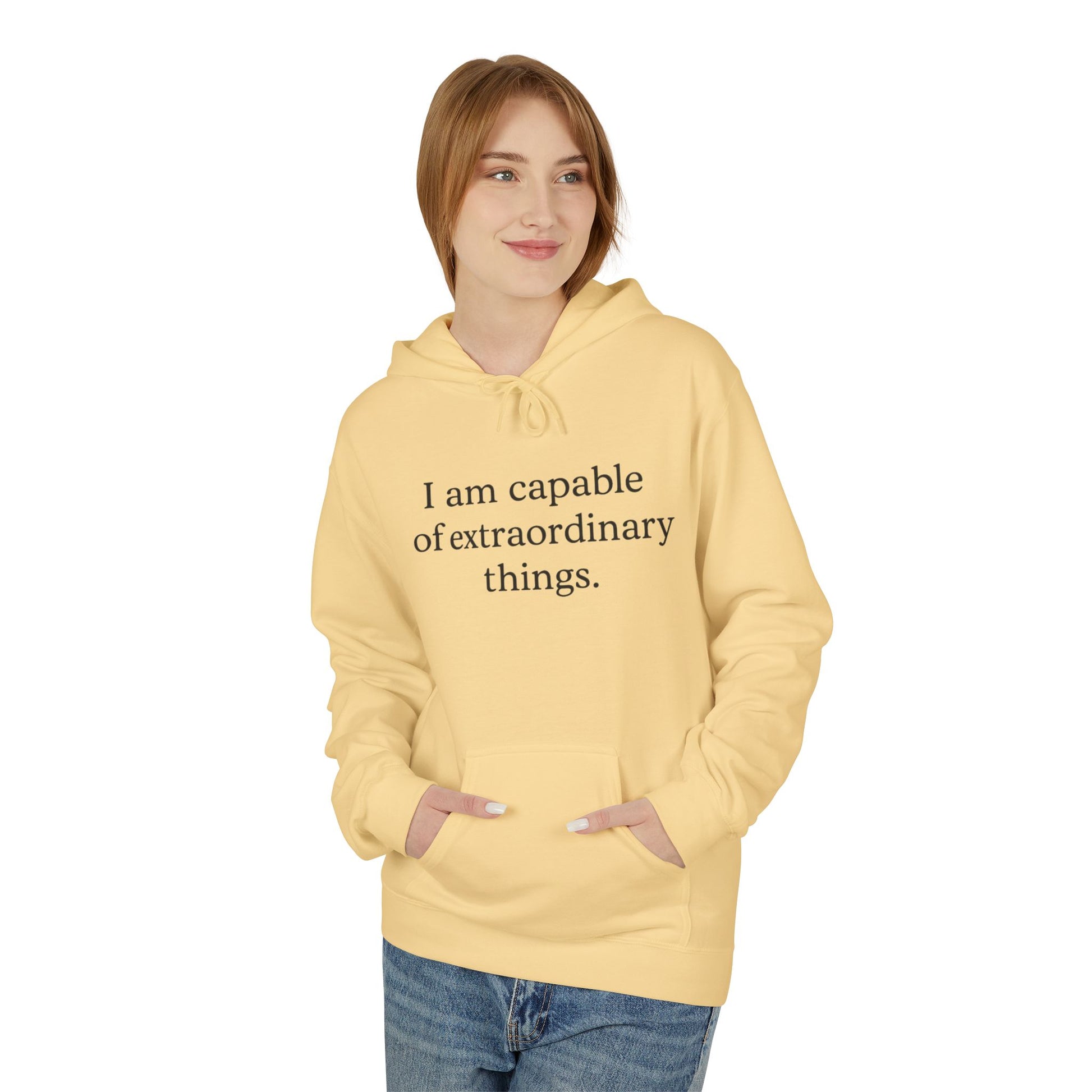 Inspirational Hoodie — "I am capable of extraordinary things." Motivational Pullover - HealthandlifestylewChiny