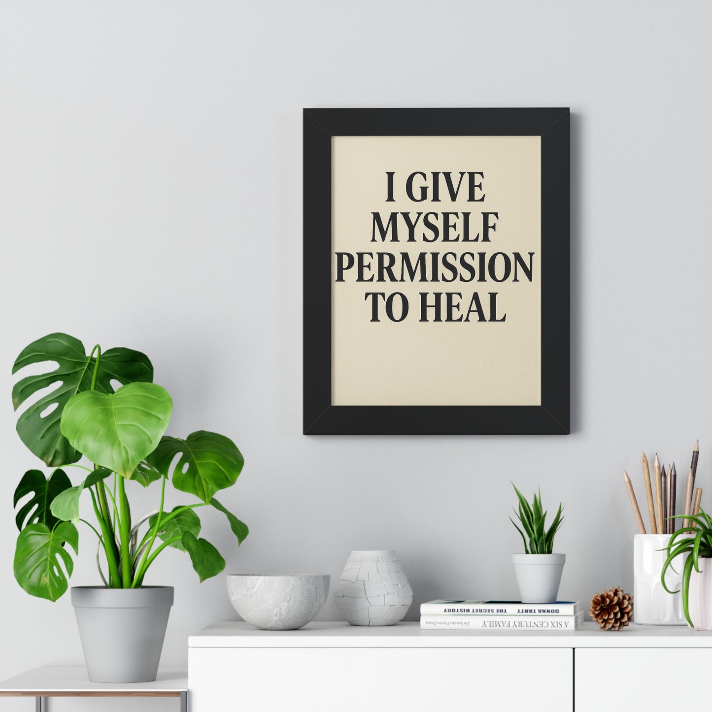 Framed Poster — "I Give Myself Permission to Heal" Inspirational Wall Art - HealthandlifestylewChiny