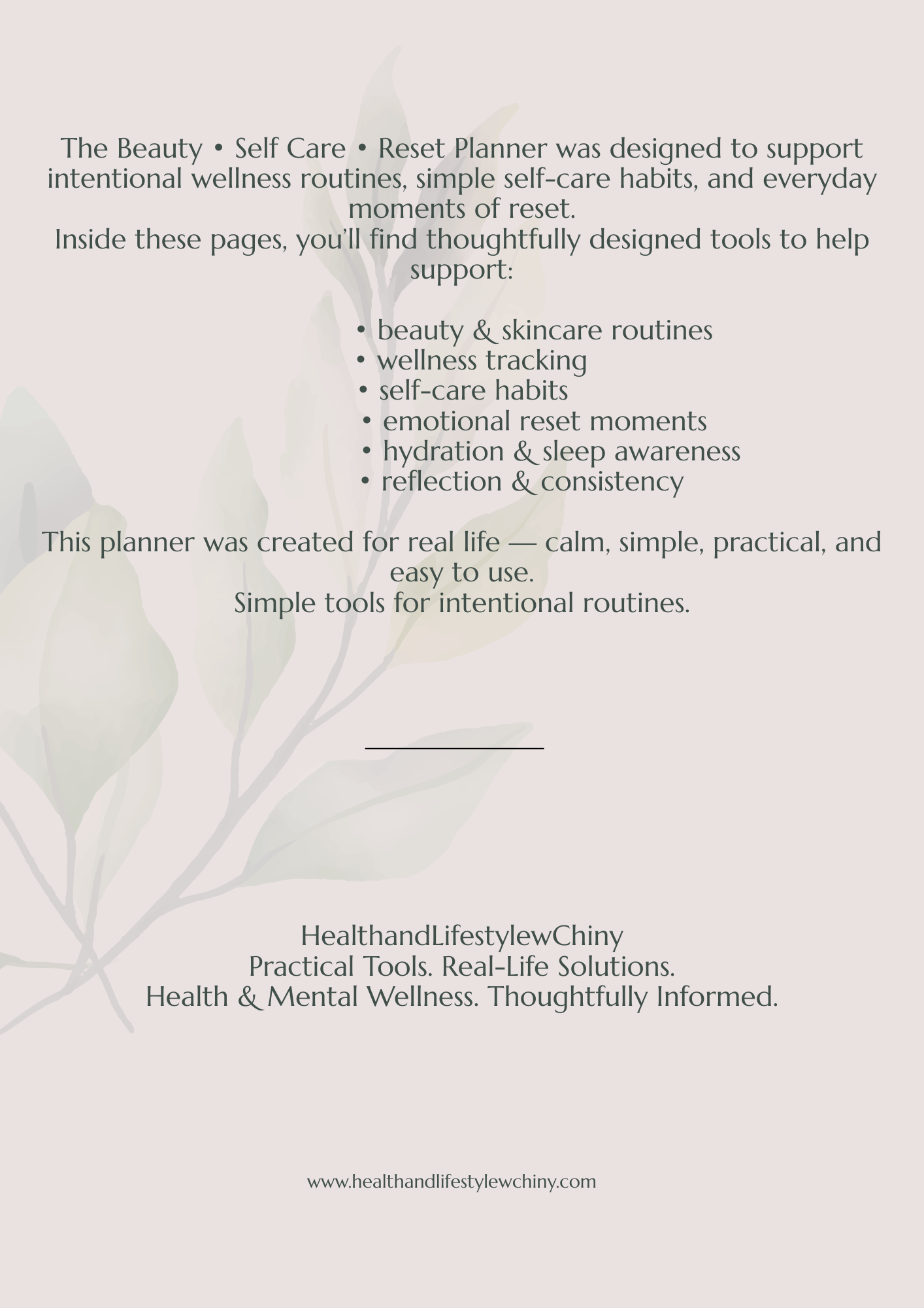 Beauty • Self Care • Reset Planner - HealthandlifestylewChiny