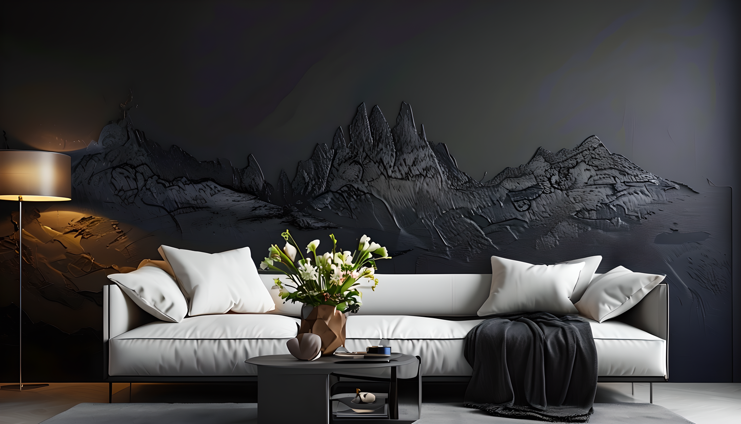 Obsidian Peaks – Luxury Abstract Landscape Wall Art