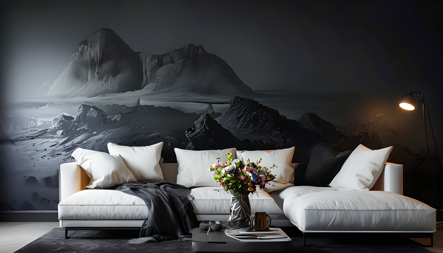 Noir Summit – Luxury Monochrome Landscape Wall Art