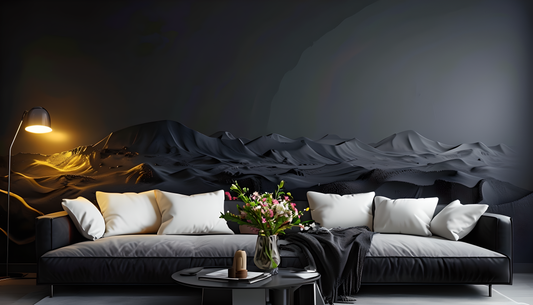 Golden Dunes Noir – Luxury Abstract Landscape Wall Art