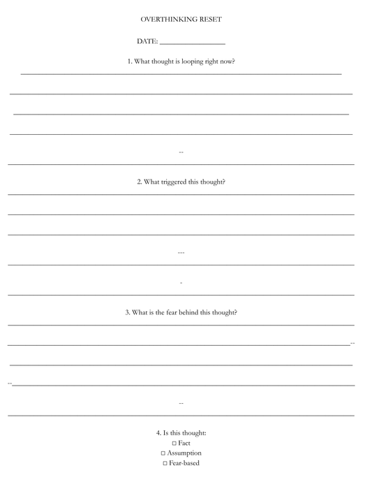 Overthinking Reset Tracker - HealthandlifestylewChiny