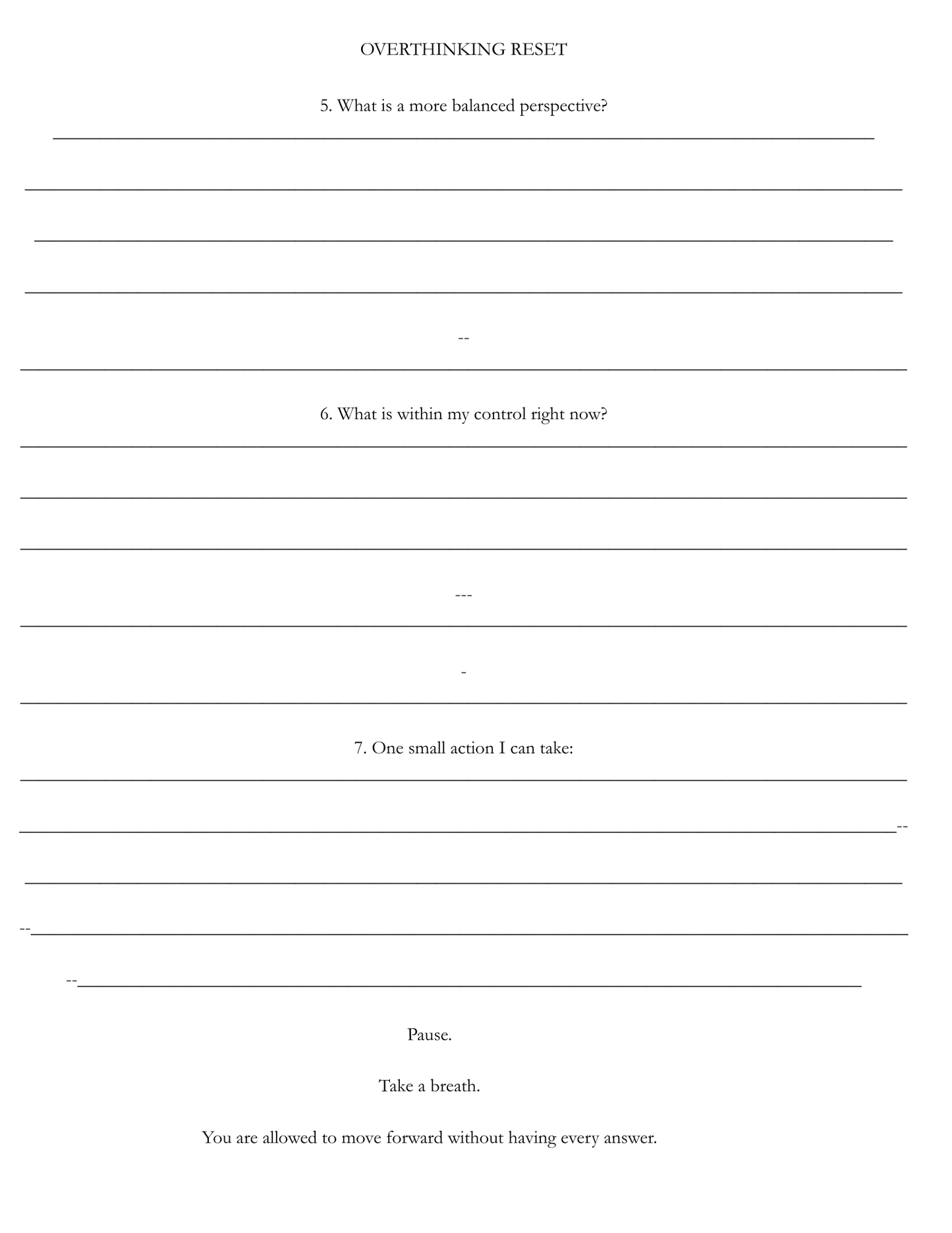 Overthinking Reset Tracker - HealthandlifestylewChiny
