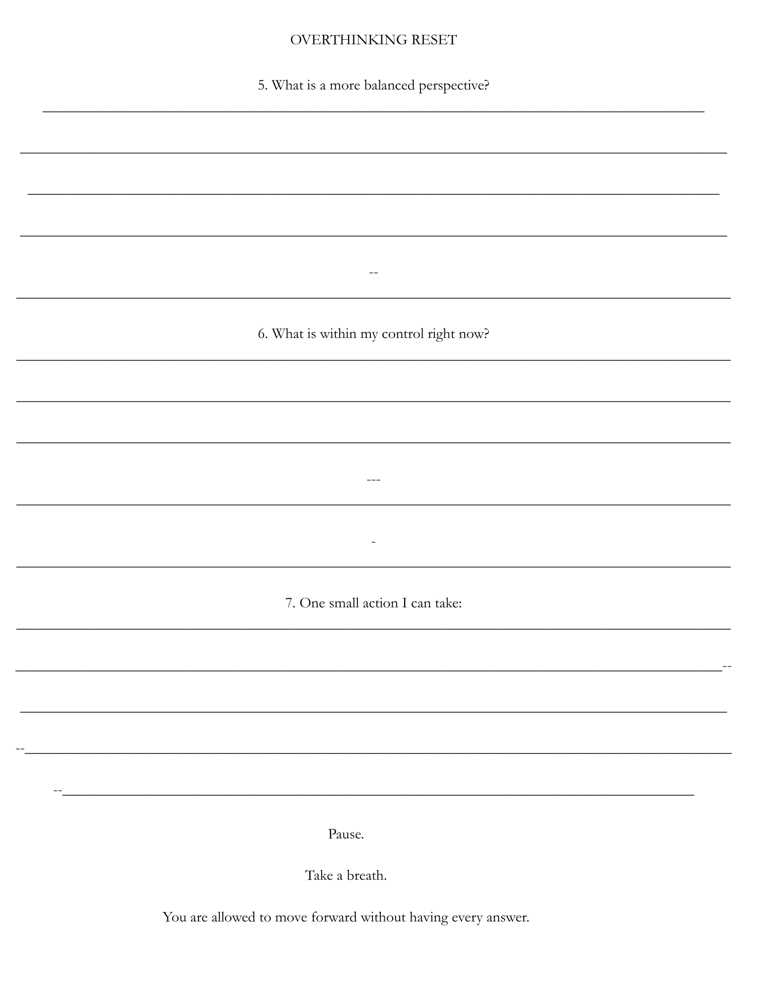 Overthinking Reset Tracker - HealthandlifestylewChiny