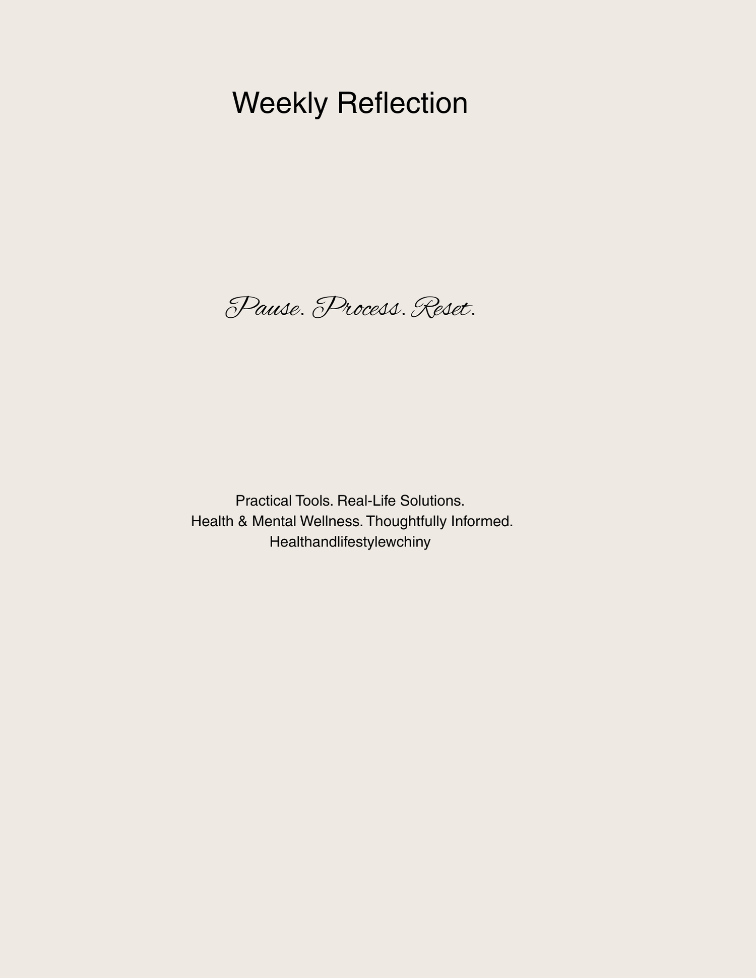 Weekly Reflection Journal – Mental Clarity, Progress Tracking & Emotional Reset Tool - HealthandlifestylewChiny