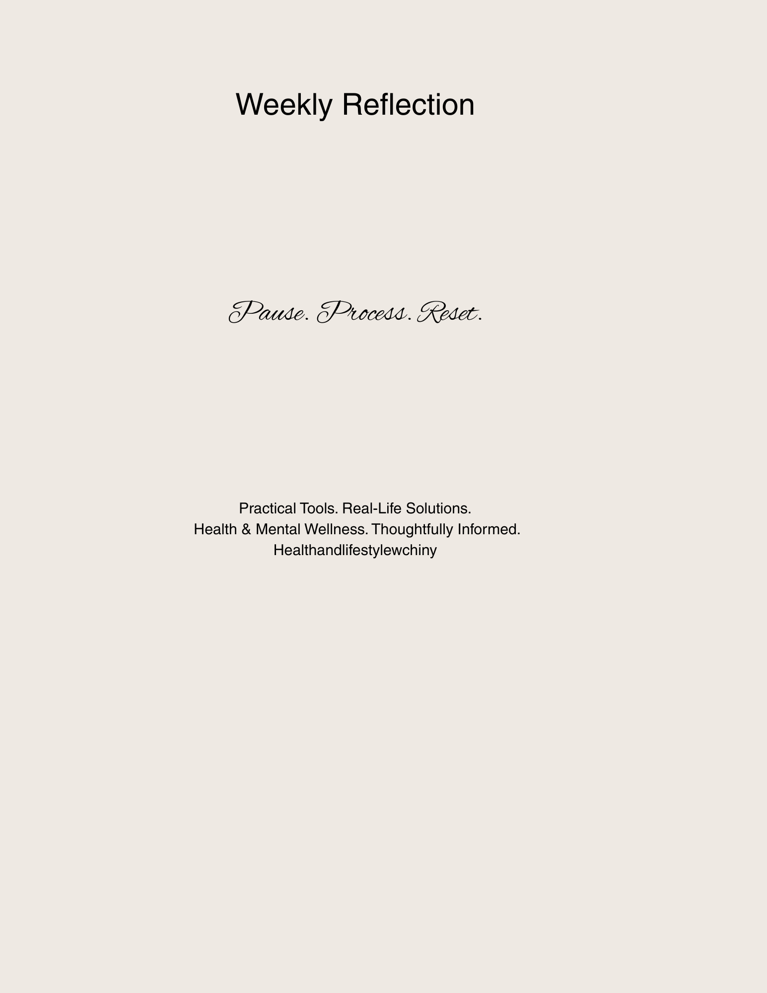 Weekly Reflection Journal – Mental Clarity, Progress Tracking & Emotional Reset Tool - HealthandlifestylewChiny