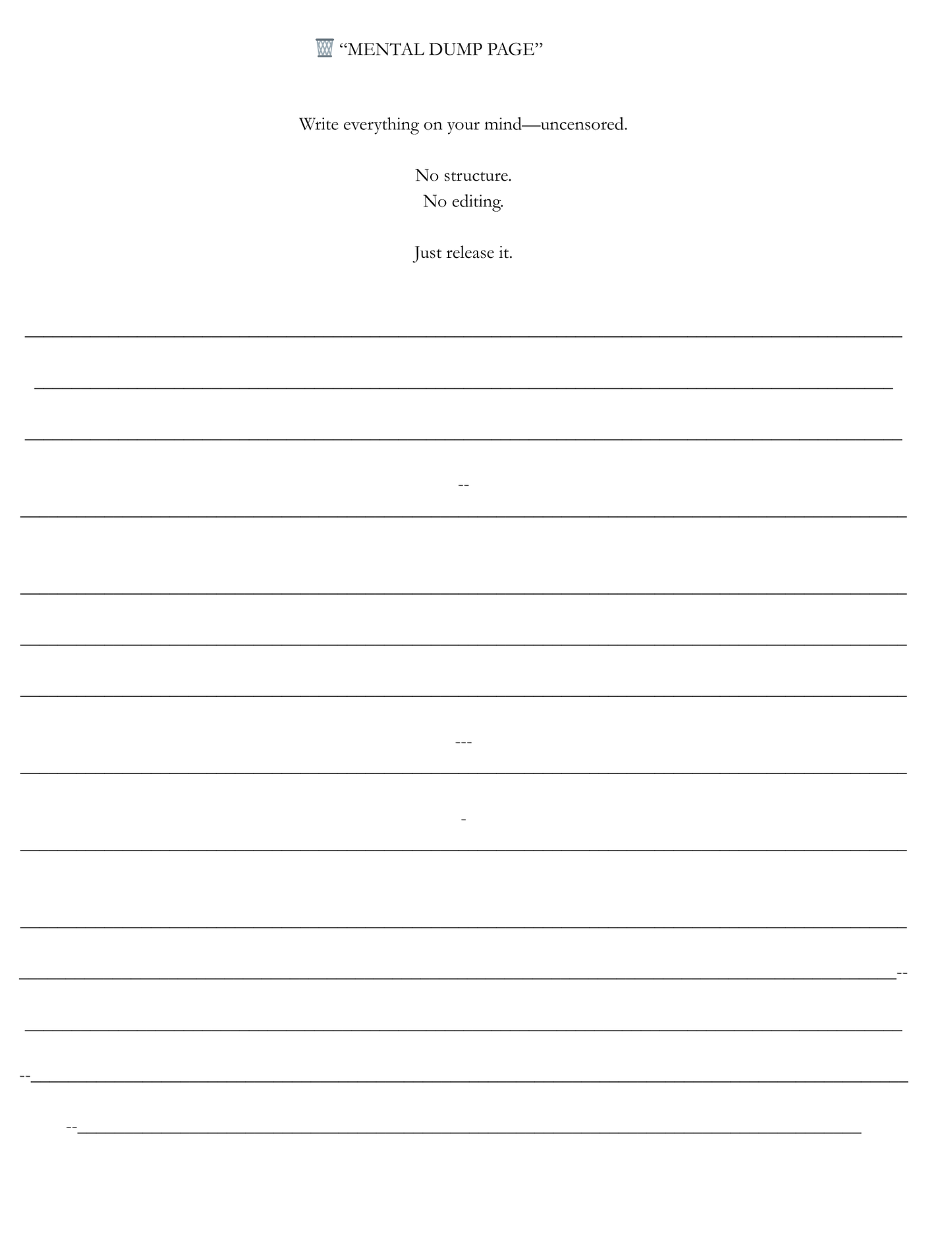 Mental Release Worksheet – Mind Dump & Overthinking Reset Tool (Printable) - HealthandlifestylewChiny